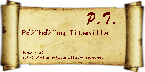Páhány Titanilla névjegykártya